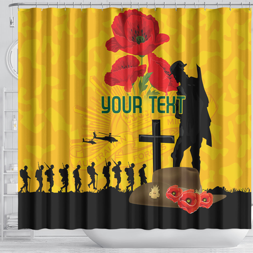 Australia Socceroos Soccer ANZAC Custom Shower Curtain Gallipoli Soldier With Camouflage Art