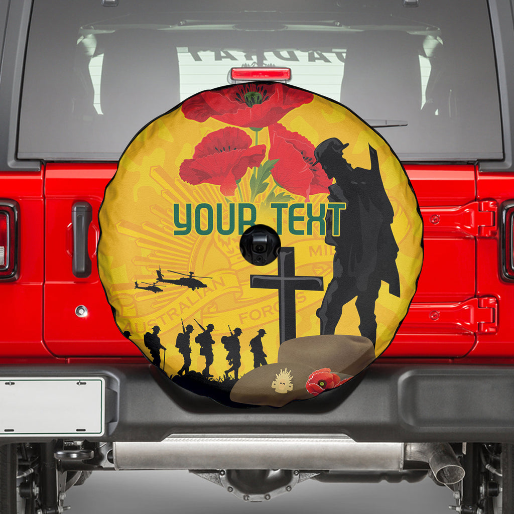 Australia Socceroos Soccer ANZAC Custom Spare Tire Cover Gallipoli Soldier With Camouflage Art