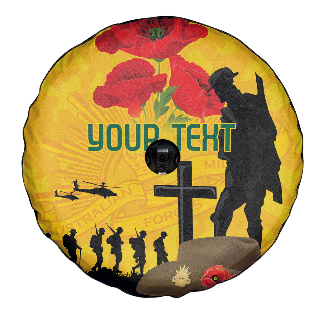 Australia Socceroos Soccer ANZAC Custom Spare Tire Cover Gallipoli Soldier With Camouflage Art
