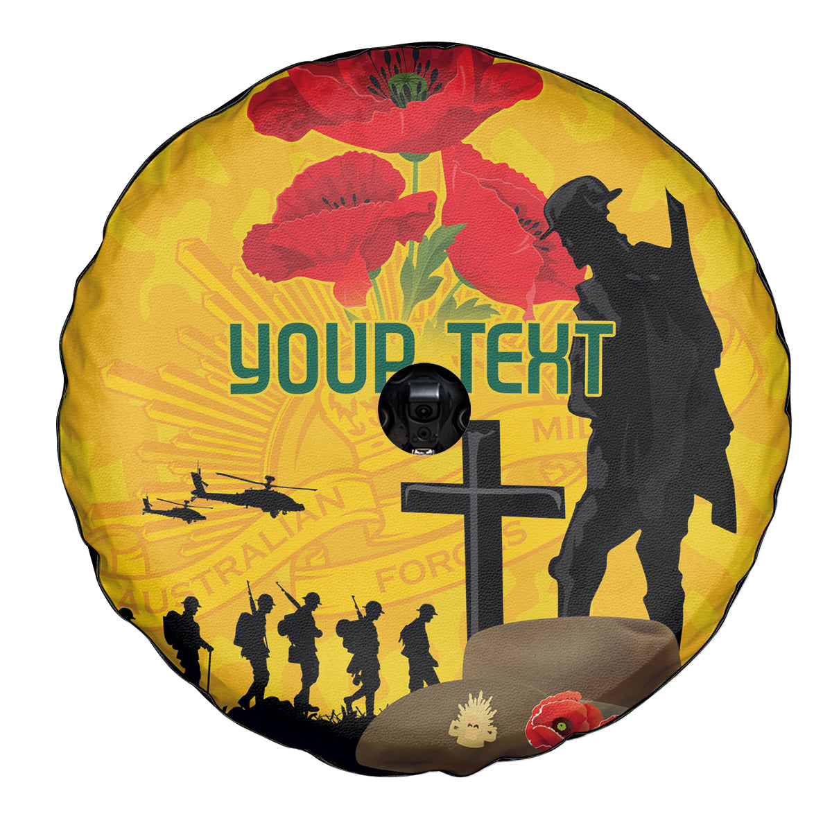 Australia Socceroos Soccer ANZAC Custom Spare Tire Cover Gallipoli Soldier With Camouflage Art