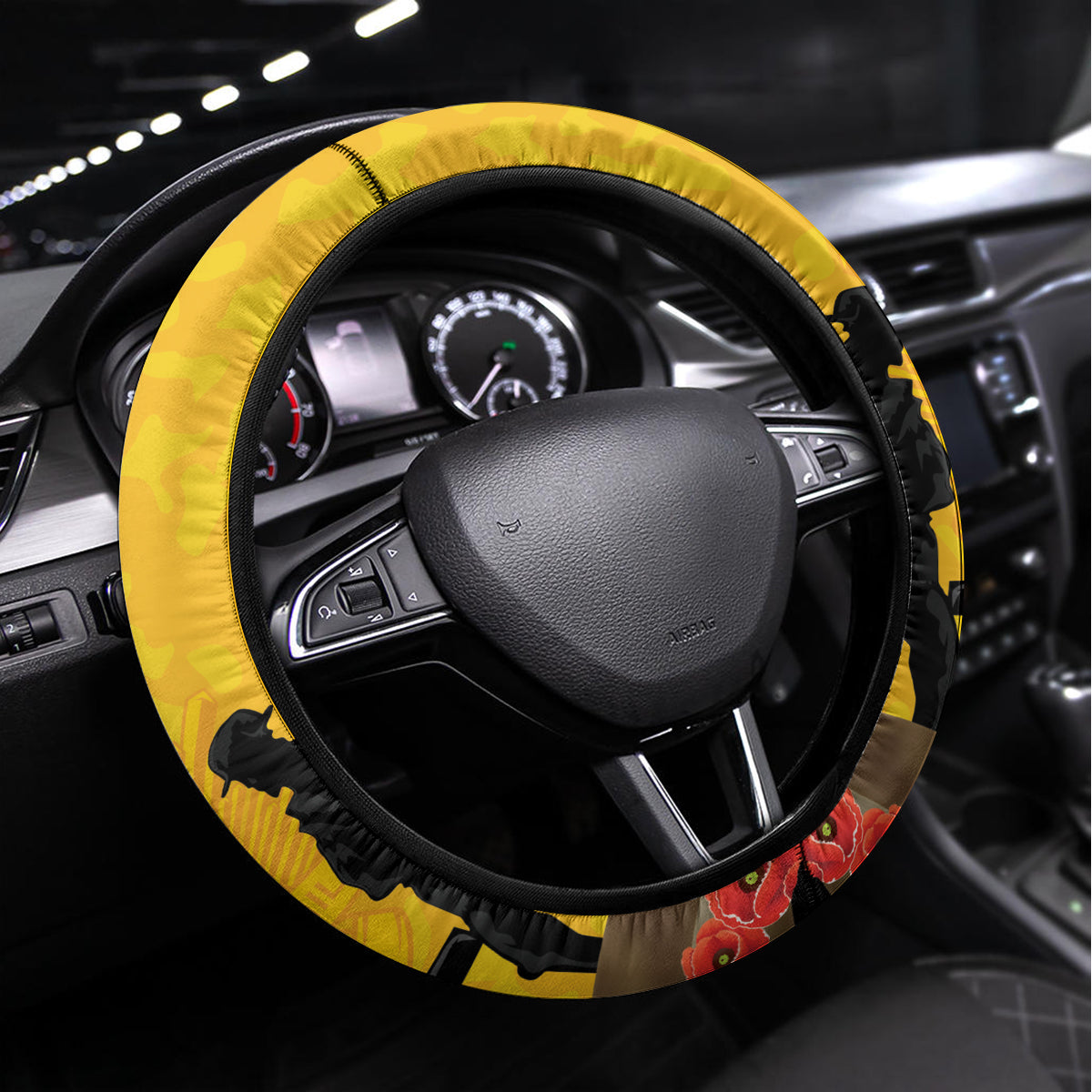 Australia Socceroos Soccer ANZAC Custom Steering Wheel Cover Gallipoli Soldier With Camouflage Art