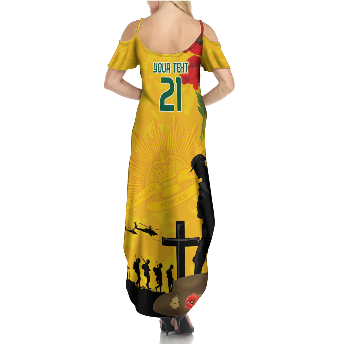Australia Socceroos Soccer ANZAC Custom Summer Maxi Dress Gallipoli Soldier With Camouflage Art