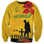 Australia Socceroos Soccer ANZAC Custom Sweatshirt Gallipoli Soldier With Camouflage Art