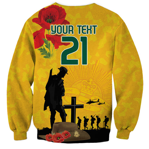 Australia Socceroos Soccer ANZAC Custom Sweatshirt Gallipoli Soldier With Camouflage Art