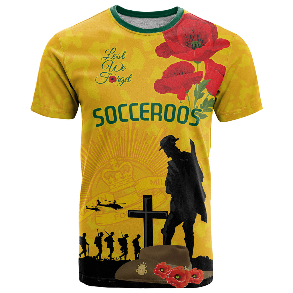 Australia Socceroos Soccer ANZAC Custom T Shirt Gallipoli Soldier With Camouflage Art