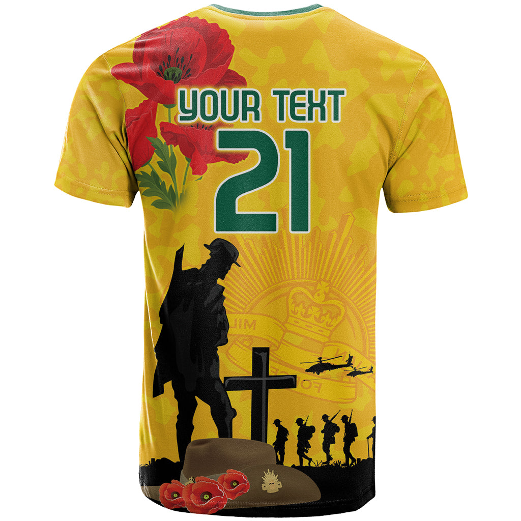Australia Socceroos Soccer ANZAC Custom T Shirt Gallipoli Soldier With Camouflage Art
