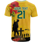 Australia Socceroos Soccer ANZAC Custom T Shirt Gallipoli Soldier With Camouflage Art