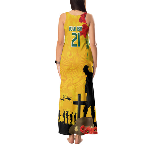 Australia Socceroos Soccer ANZAC Custom Tank Maxi Dress Gallipoli Soldier With Camouflage Art