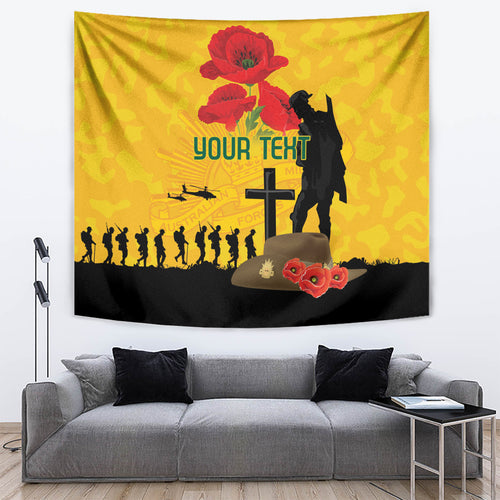 Australia Socceroos Soccer ANZAC Custom Tapestry Gallipoli Soldier With Camouflage Art