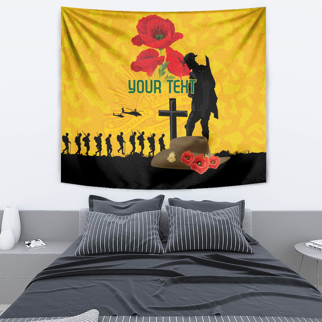 Australia Socceroos Soccer ANZAC Custom Tapestry Gallipoli Soldier With Camouflage Art