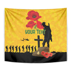 Australia Socceroos Soccer ANZAC Custom Tapestry Gallipoli Soldier With Camouflage Art