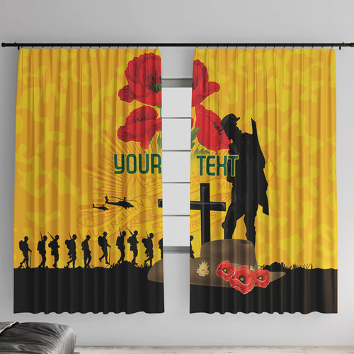 Australia Socceroos Soccer ANZAC Custom Window Curtain Gallipoli Soldier With Camouflage Art