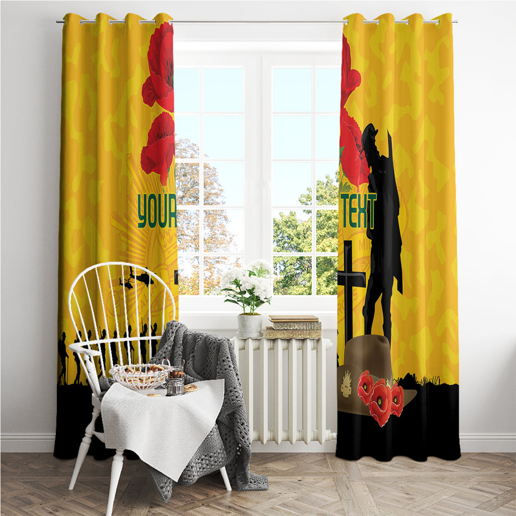 Australia Socceroos Soccer ANZAC Custom Window Curtain Gallipoli Soldier With Camouflage Art