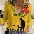 Australia Socceroos Soccer ANZAC Custom Women Casual Shirt Gallipoli Soldier With Camouflage Art