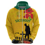 Australia Socceroos Soccer ANZAC Custom Zip Hoodie Gallipoli Soldier With Camouflage Art