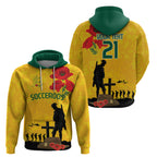 Australia Socceroos Soccer ANZAC Custom Zip Hoodie Gallipoli Soldier With Camouflage Art