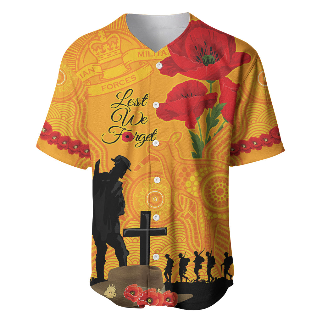 Australia Wallabies Rugby ANZAC Custom Baseball Jersey Gallipoli Soldier With Aboriginal Dots Art