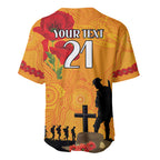 Australia Wallabies Rugby ANZAC Custom Baseball Jersey Gallipoli Soldier With Aboriginal Dots Art