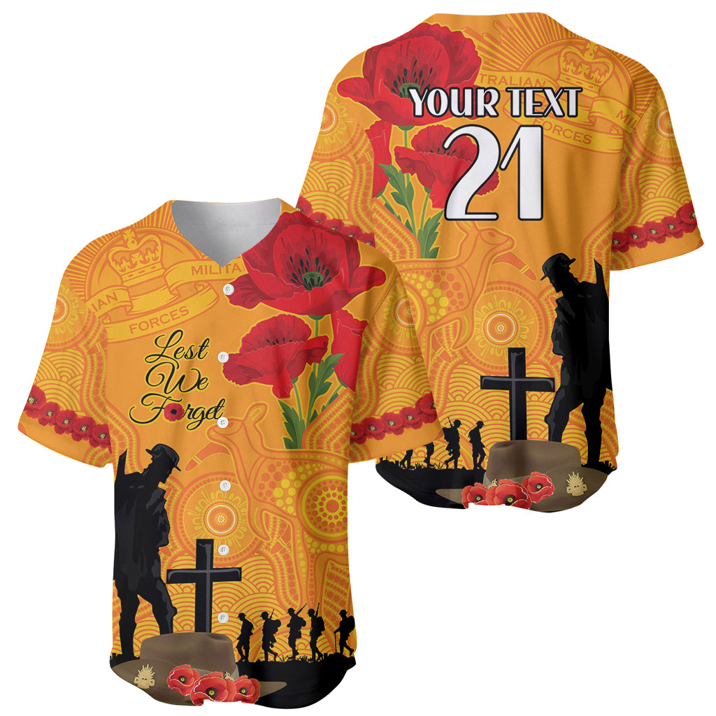 Australia Wallabies Rugby ANZAC Custom Baseball Jersey Gallipoli Soldier With Aboriginal Dots Art