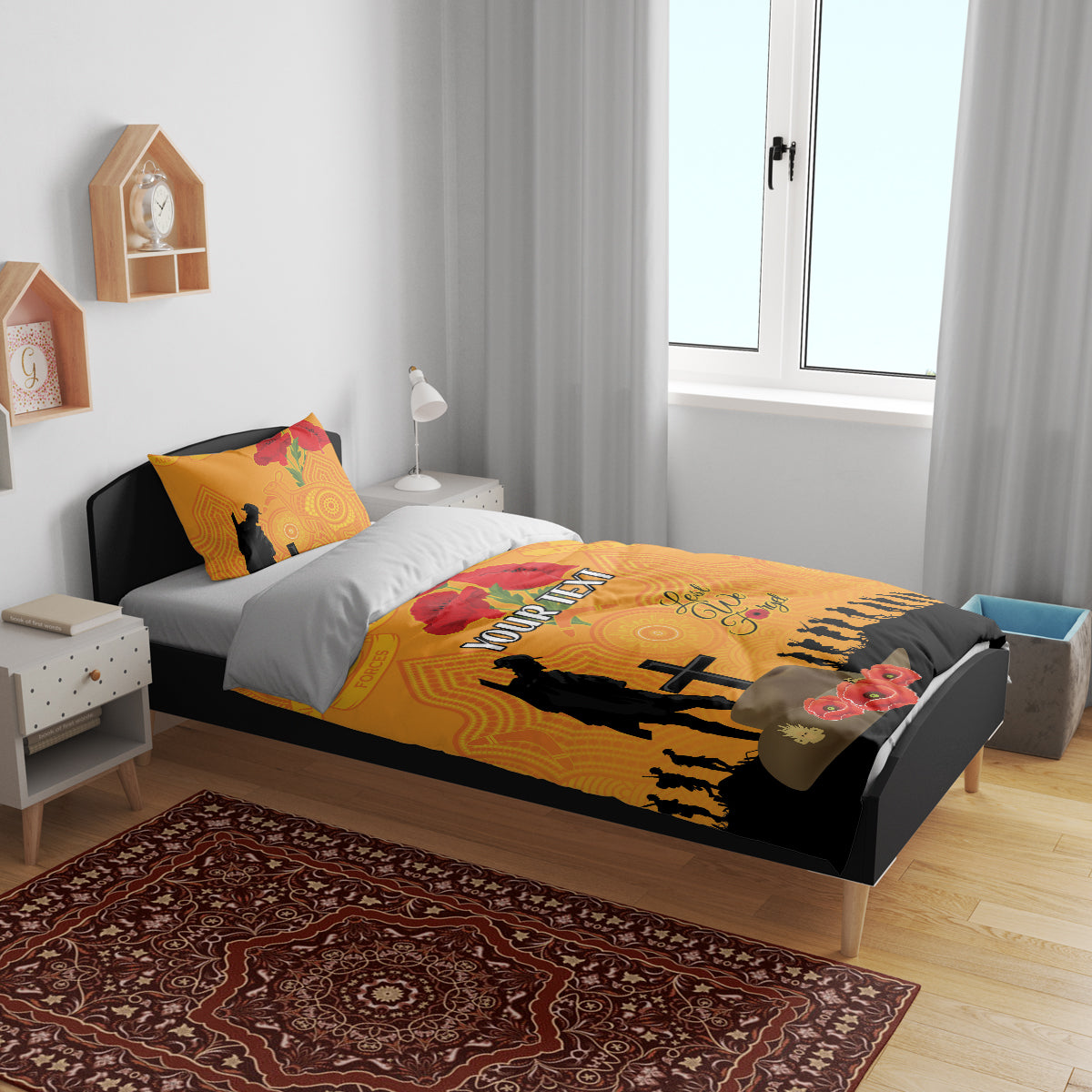 Australia Wallabies Rugby ANZAC Custom Bedding Set Gallipoli Soldier With Aboriginal Dots Art