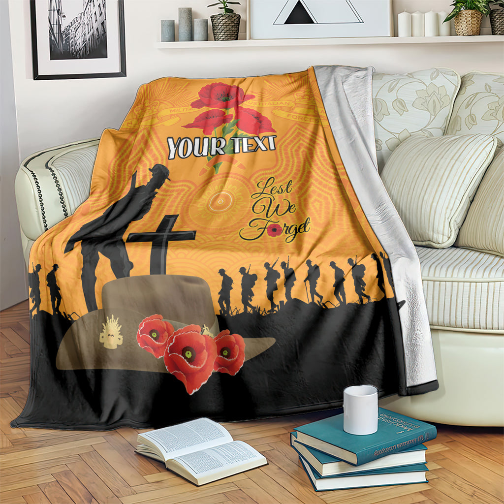 Australia Wallabies Rugby ANZAC Custom Blanket Gallipoli Soldier With Aboriginal Dots Art