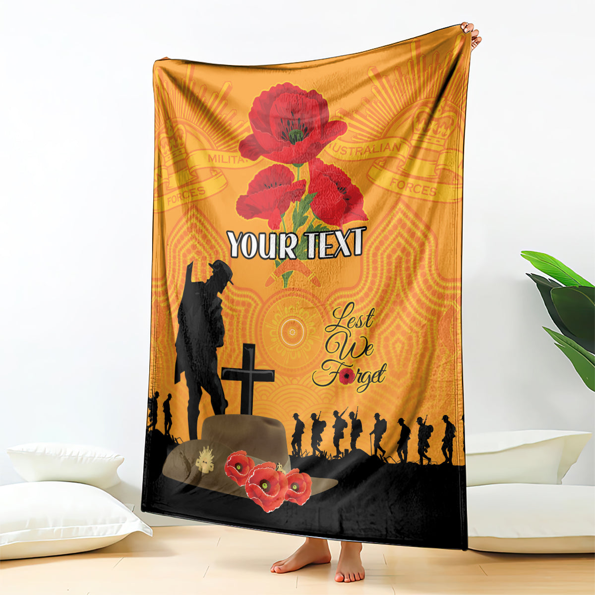Australia Wallabies Rugby ANZAC Custom Blanket Gallipoli Soldier With Aboriginal Dots Art