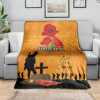 Australia Wallabies Rugby ANZAC Custom Blanket Gallipoli Soldier With Aboriginal Dots Art