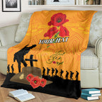 Australia Wallabies Rugby ANZAC Custom Blanket Gallipoli Soldier With Aboriginal Dots Art