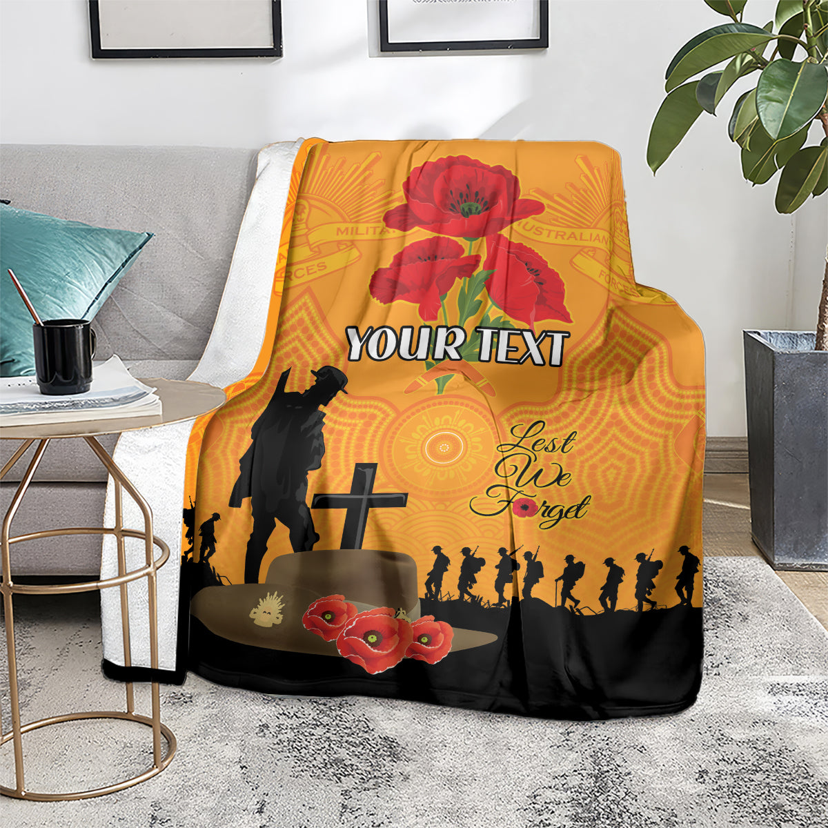 Australia Wallabies Rugby ANZAC Custom Blanket Gallipoli Soldier With Aboriginal Dots Art