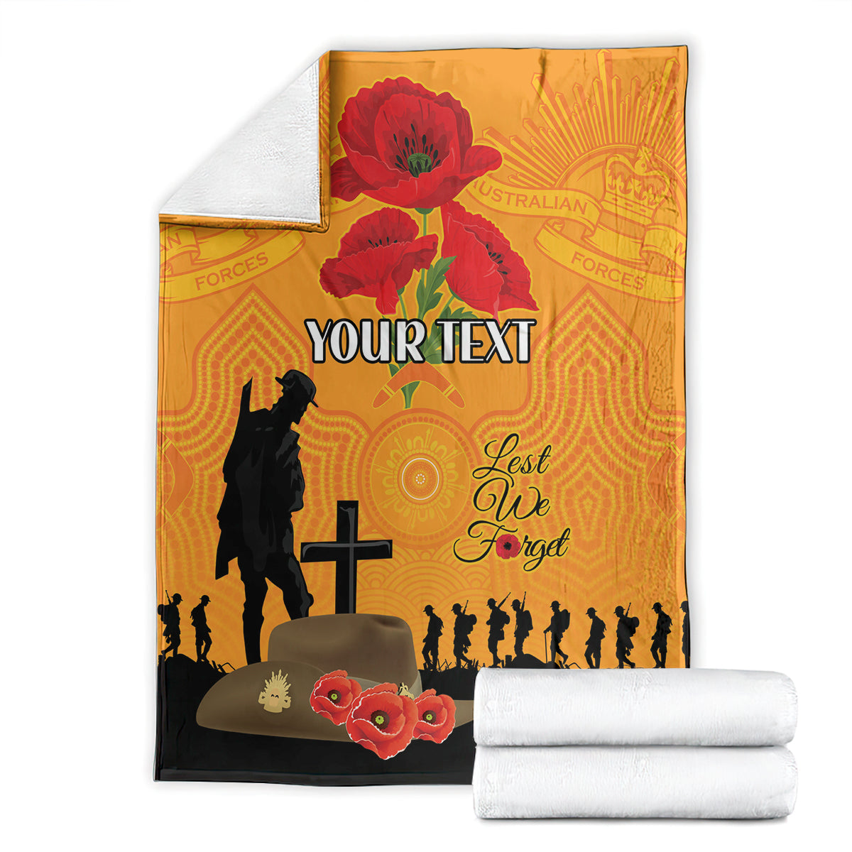 Australia Wallabies Rugby ANZAC Custom Blanket Gallipoli Soldier With Aboriginal Dots Art