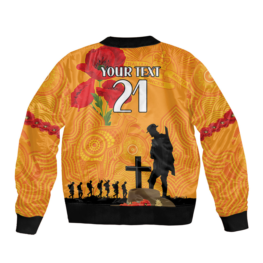 Australia Wallabies Rugby ANZAC Custom Bomber Jacket Gallipoli Soldier With Aboriginal Dots Art