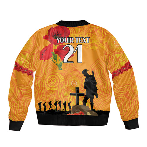 Australia Wallabies Rugby ANZAC Custom Bomber Jacket Gallipoli Soldier With Aboriginal Dots Art