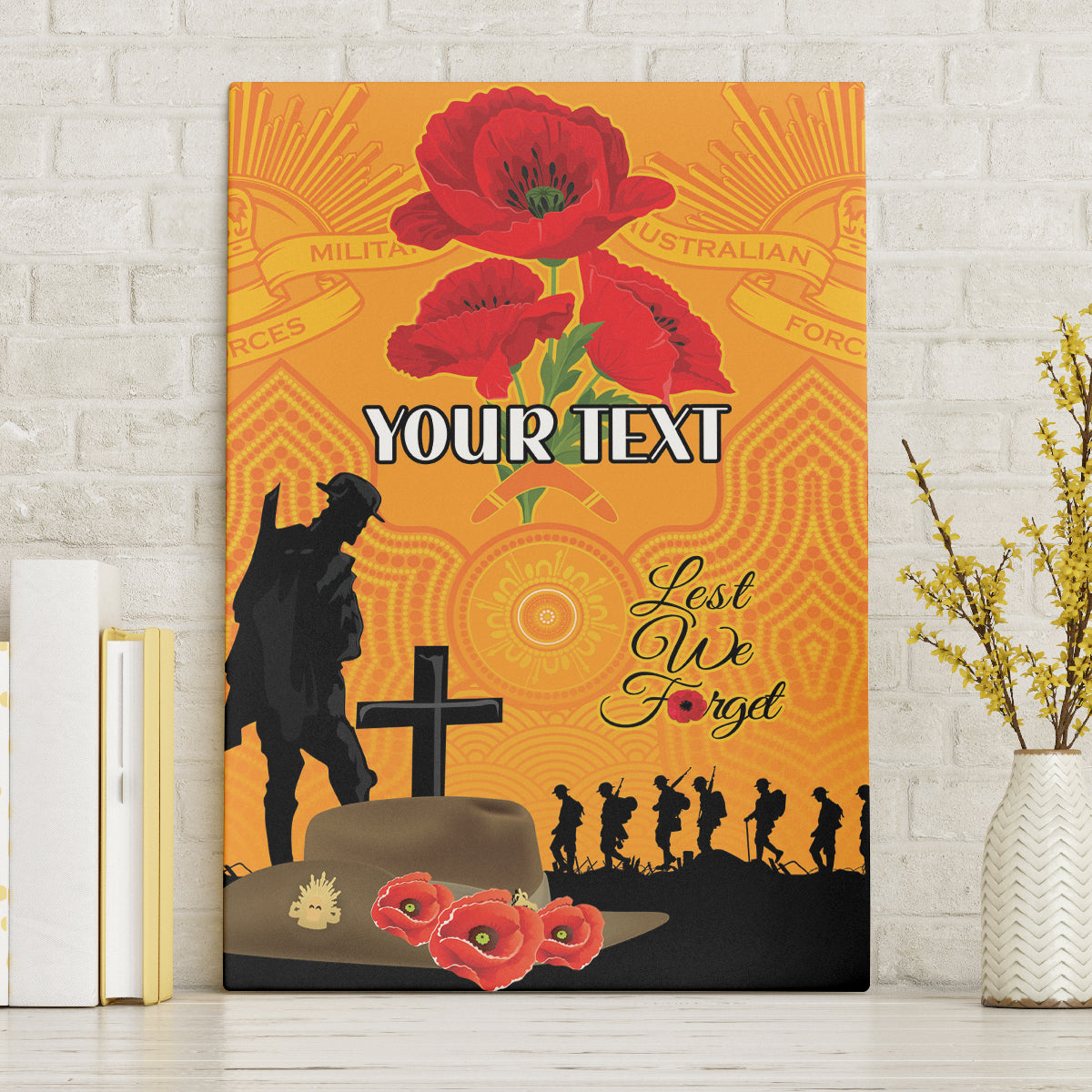 Australia Wallabies Rugby ANZAC Custom Canvas Wall Art Gallipoli Soldier With Aboriginal Dots Art