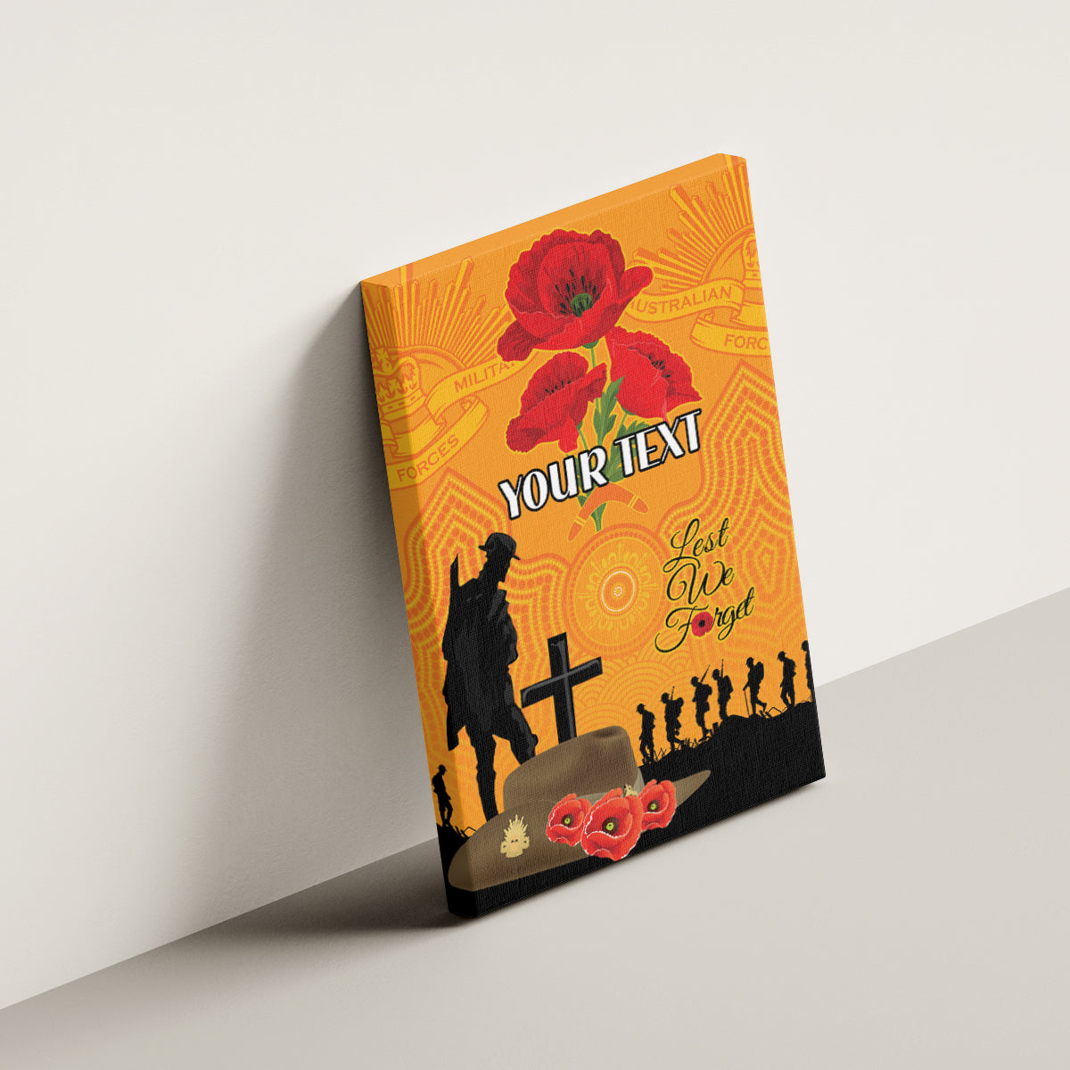 Australia Wallabies Rugby ANZAC Custom Canvas Wall Art Gallipoli Soldier With Aboriginal Dots Art