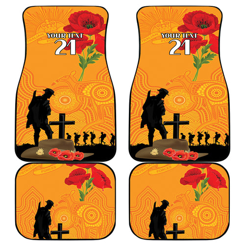 Australia Wallabies Rugby ANZAC Custom Car Mats Gallipoli Soldier With Aboriginal Dots Art