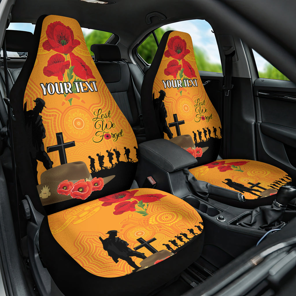 Australia Wallabies Rugby ANZAC Custom Car Seat Cover Gallipoli Soldier With Aboriginal Dots Art