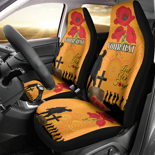 Australia Wallabies Rugby ANZAC Custom Car Seat Cover Gallipoli Soldier With Aboriginal Dots Art