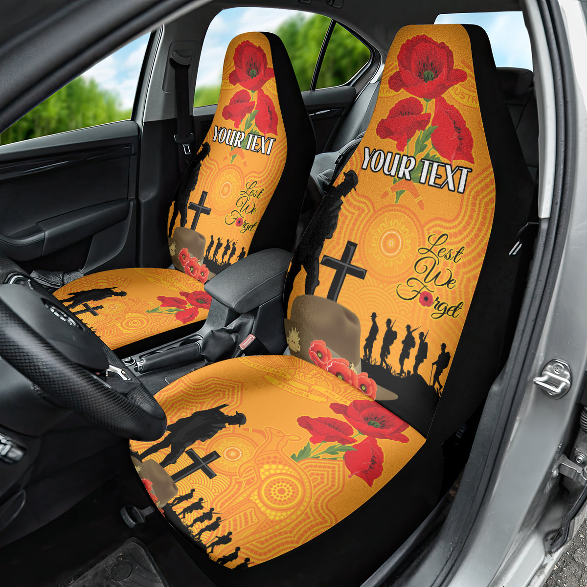 Australia Wallabies Rugby ANZAC Custom Car Seat Cover Gallipoli Soldier With Aboriginal Dots Art