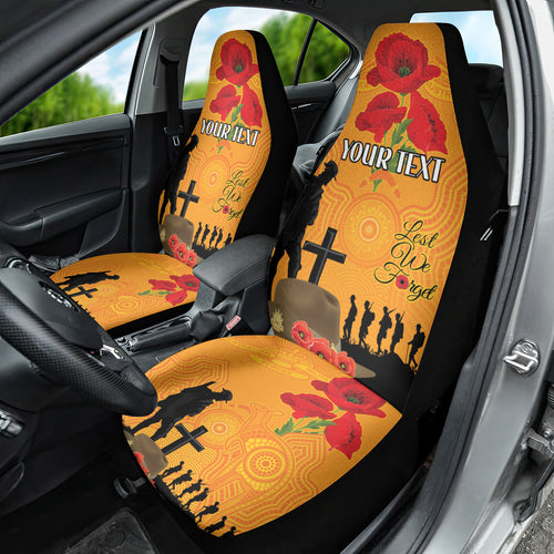 Australia Wallabies Rugby ANZAC Custom Car Seat Cover Gallipoli Soldier With Aboriginal Dots Art
