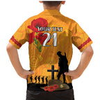 Australia Wallabies Rugby ANZAC Custom Family Matching Mermaid Dress and Hawaiian Shirt Gallipoli Soldier With Aboriginal Dots Art