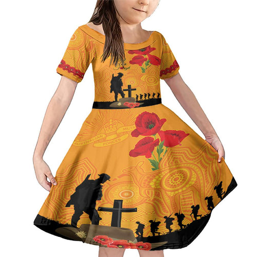 Australia Wallabies Rugby ANZAC Custom Family Matching Mermaid Dress and Hawaiian Shirt Gallipoli Soldier With Aboriginal Dots Art