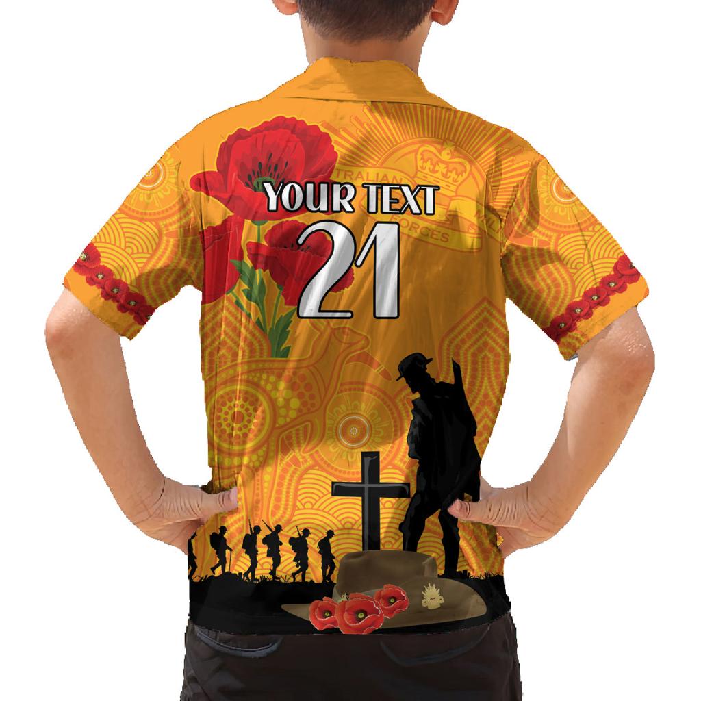 Australia Wallabies Rugby ANZAC Custom Family Matching Off Shoulder Maxi Dress and Hawaiian Shirt Gallipoli Soldier With Aboriginal Dots Art