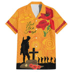 Australia Wallabies Rugby ANZAC Custom Family Matching Off Shoulder Short Dress and Hawaiian Shirt Gallipoli Soldier With Aboriginal Dots Art