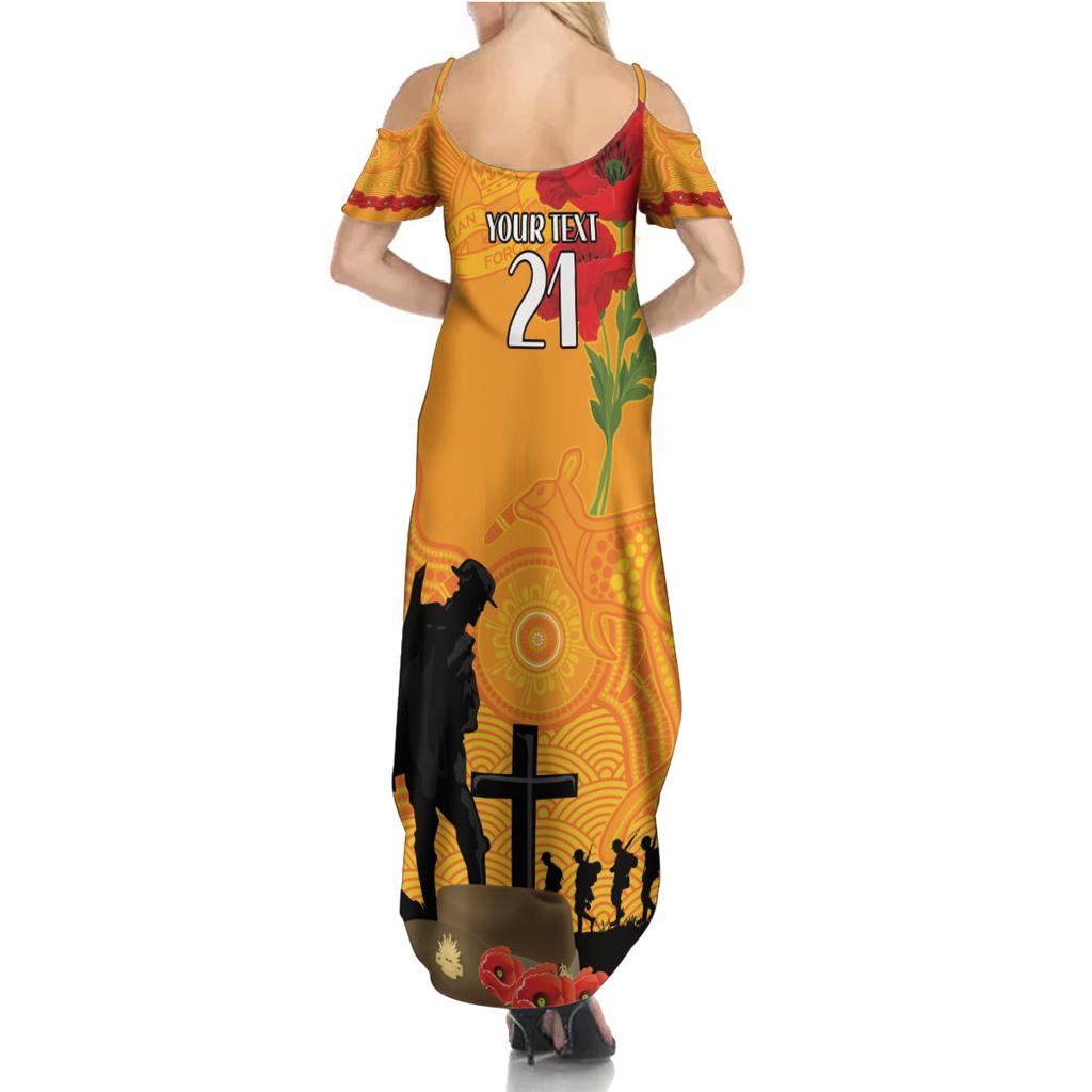 Australia Wallabies Rugby ANZAC Custom Family Matching Summer Maxi Dress and Hawaiian Shirt Gallipoli Soldier With Aboriginal Dots Art