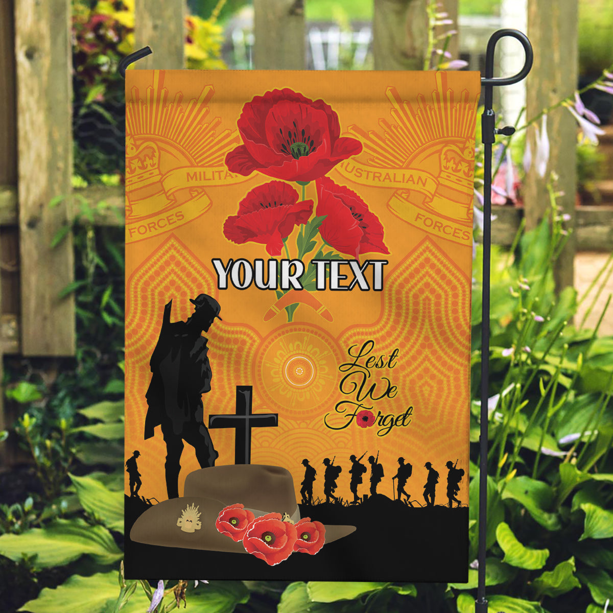Australia Wallabies Rugby ANZAC Custom Garden Flag Gallipoli Soldier With Aboriginal Dots Art