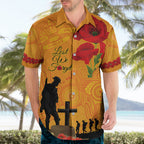 Australia Wallabies Rugby ANZAC Custom Hawaiian Shirt Gallipoli Soldier With Aboriginal Dots Art