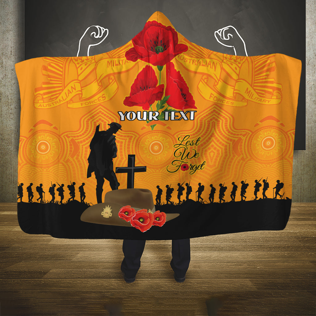 Australia Wallabies Rugby ANZAC Custom Hooded Blanket Gallipoli Soldier With Aboriginal Dots Art