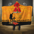 Australia Wallabies Rugby ANZAC Custom Hooded Blanket Gallipoli Soldier With Aboriginal Dots Art