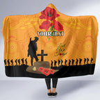 Australia Wallabies Rugby ANZAC Custom Hooded Blanket Gallipoli Soldier With Aboriginal Dots Art