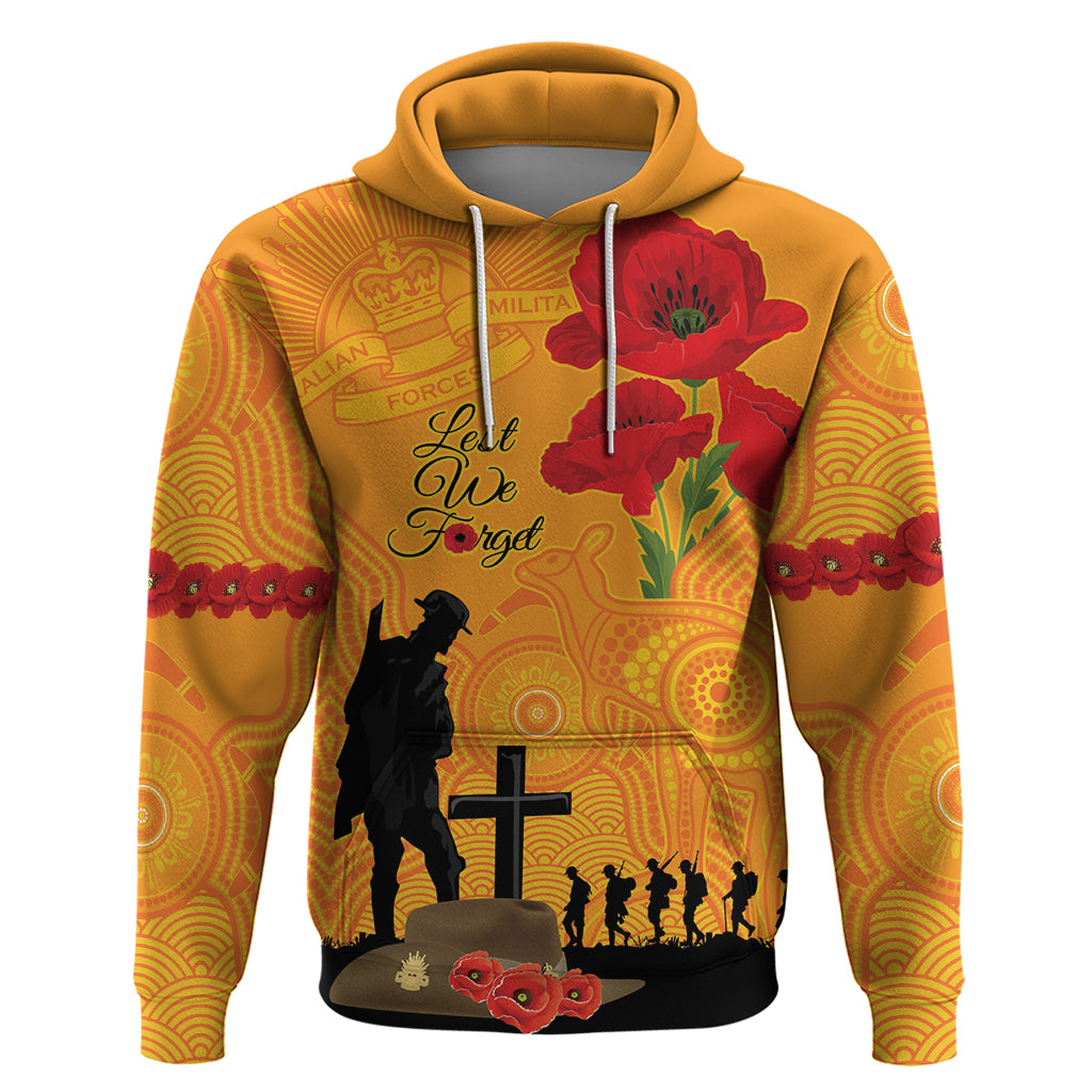 Australia Wallabies Rugby ANZAC Custom Hoodie Gallipoli Soldier With Aboriginal Dots Art